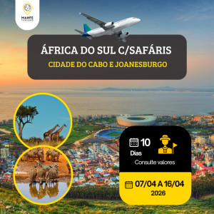 ÁFRICA DO SUL C/SAFÁRIS PILANESBERG PARK - CIDADE DO CABO E JOANESBURGO